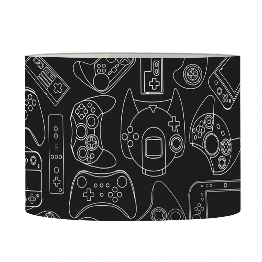 Black And White Video Game Pattern Print Drum Lamp Shade