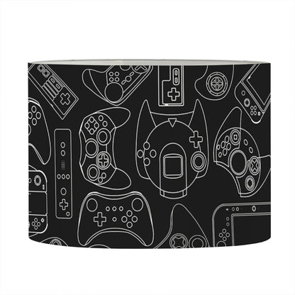 Black And White Video Game Pattern Print Drum Lamp Shade