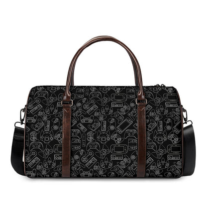 Black And White Video Game Pattern Print Duffle Bag