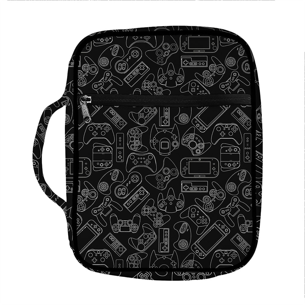 Black And White Video Game Pattern Print Front Pocket Bible Bag