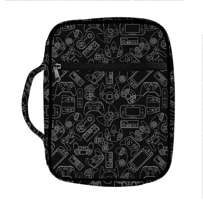 Black And White Video Game Pattern Print Front Pocket Bible Bag