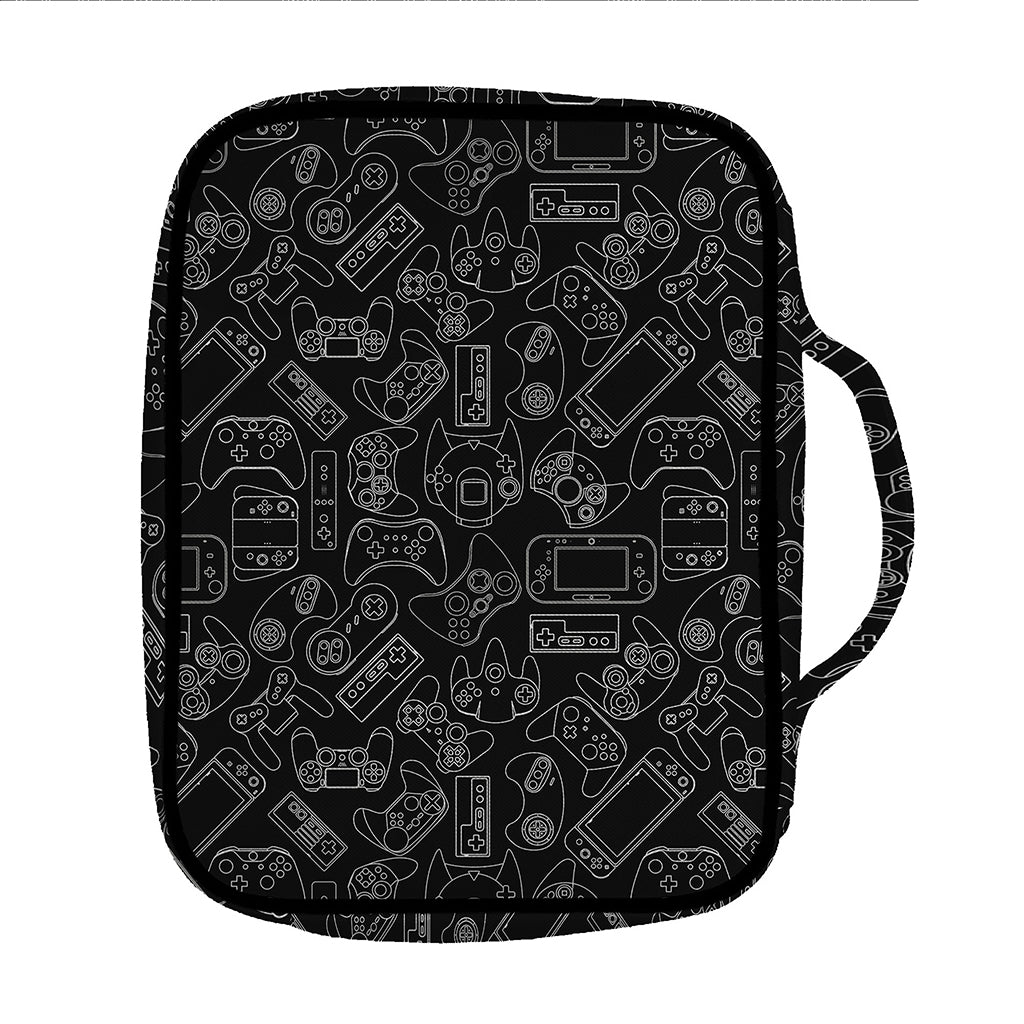 Black And White Video Game Pattern Print Front Pocket Bible Bag