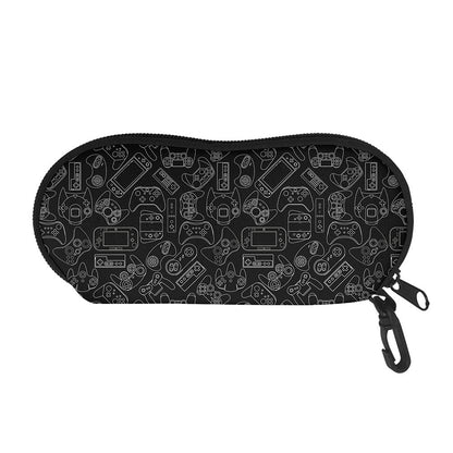 Black And White Video Game Pattern Print Glasses Case