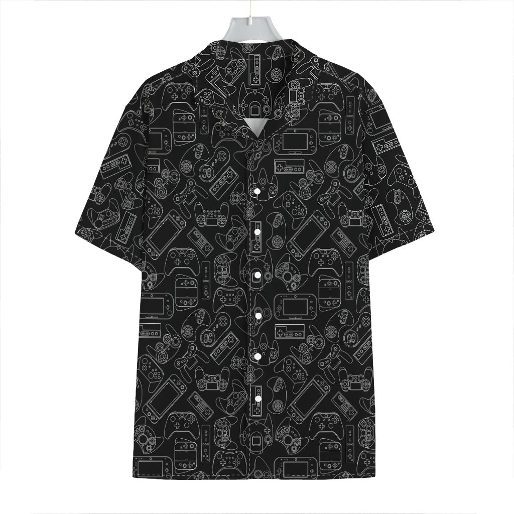 Black And White Video Game Pattern Print Hawaiian Shirt