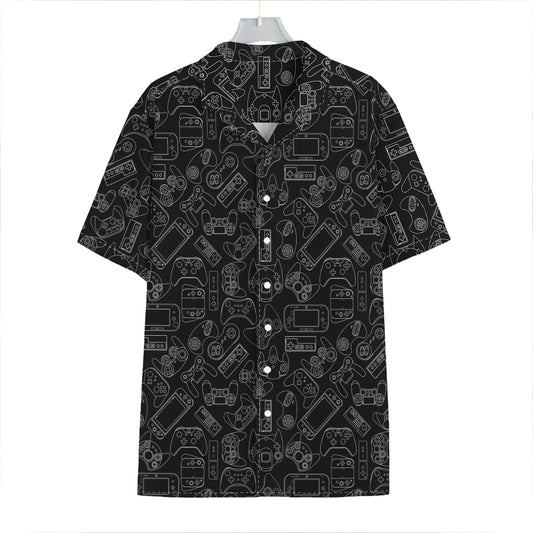 Black And White Video Game Pattern Print Hawaiian Shirt