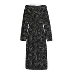 Black And White Video Game Pattern Print Hooded Bathrobe