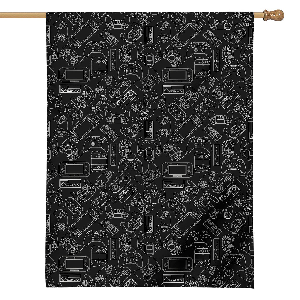 Black And White Video Game Pattern Print House Flag