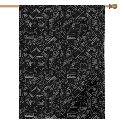 Black And White Video Game Pattern Print House Flag