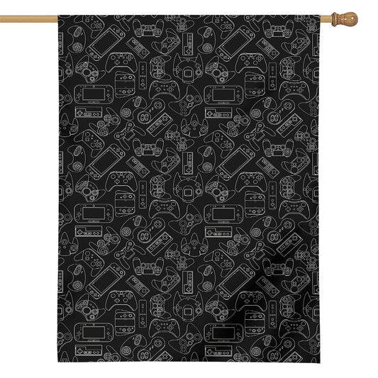 Black And White Video Game Pattern Print House Flag