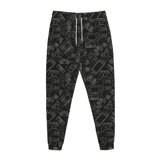 Black And White Video Game Pattern Print Jogger Pants