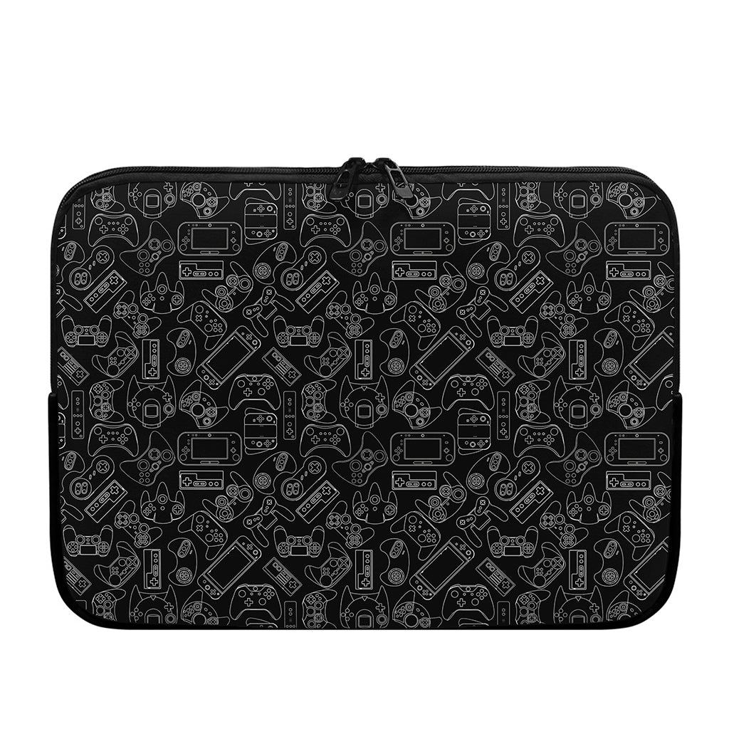 Black And White Video Game Pattern Print Laptop Sleeve