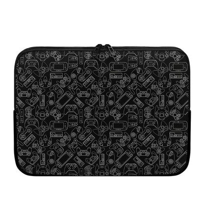 Black And White Video Game Pattern Print Laptop Sleeve