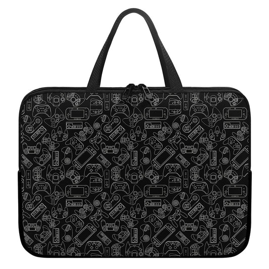 Black And White Video Game Pattern Print Laptop Sleeve With Handle