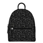 Black And White Video Game Pattern Print Leather Backpack