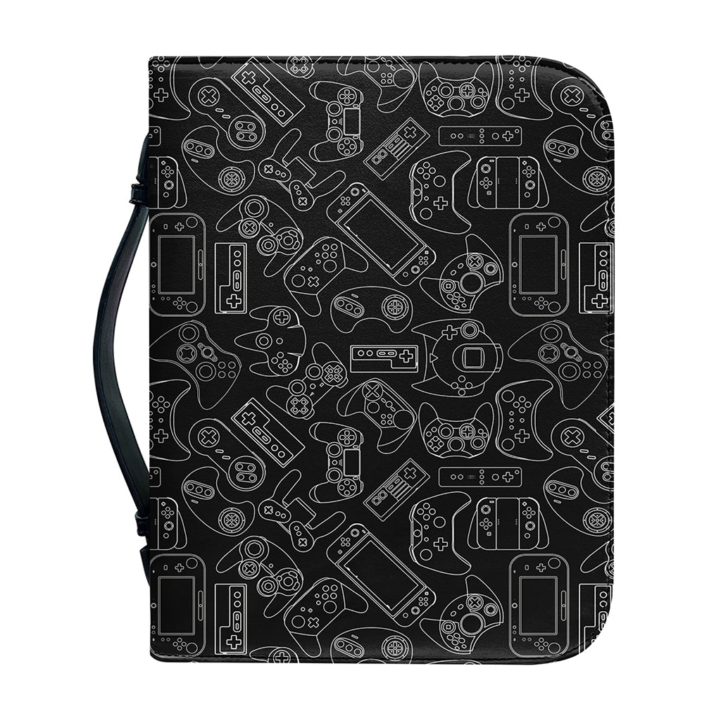 Black And White Video Game Pattern Print Leather Bible Cover