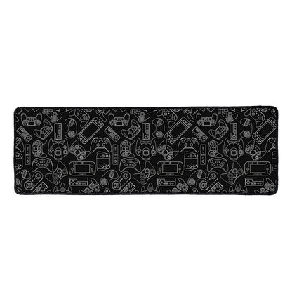 Black And White Video Game Pattern Print Long Kitchen Mat