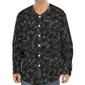 Black And White Video Game Pattern Print Long Sleeve Baseball Jersey