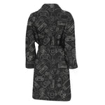 Black And White Video Game Pattern Print Men's Bathrobe