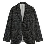Black And White Video Game Pattern Print Men's Blazer