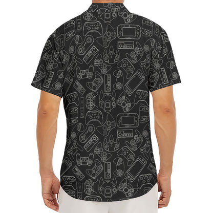 Black And White Video Game Pattern Print Men's Deep V-Neck Shirt