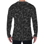 Black And White Video Game Pattern Print Men's Long Sleeve T-Shirt