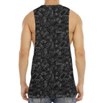 Black And White Video Game Pattern Print Men's Muscle Tank Top