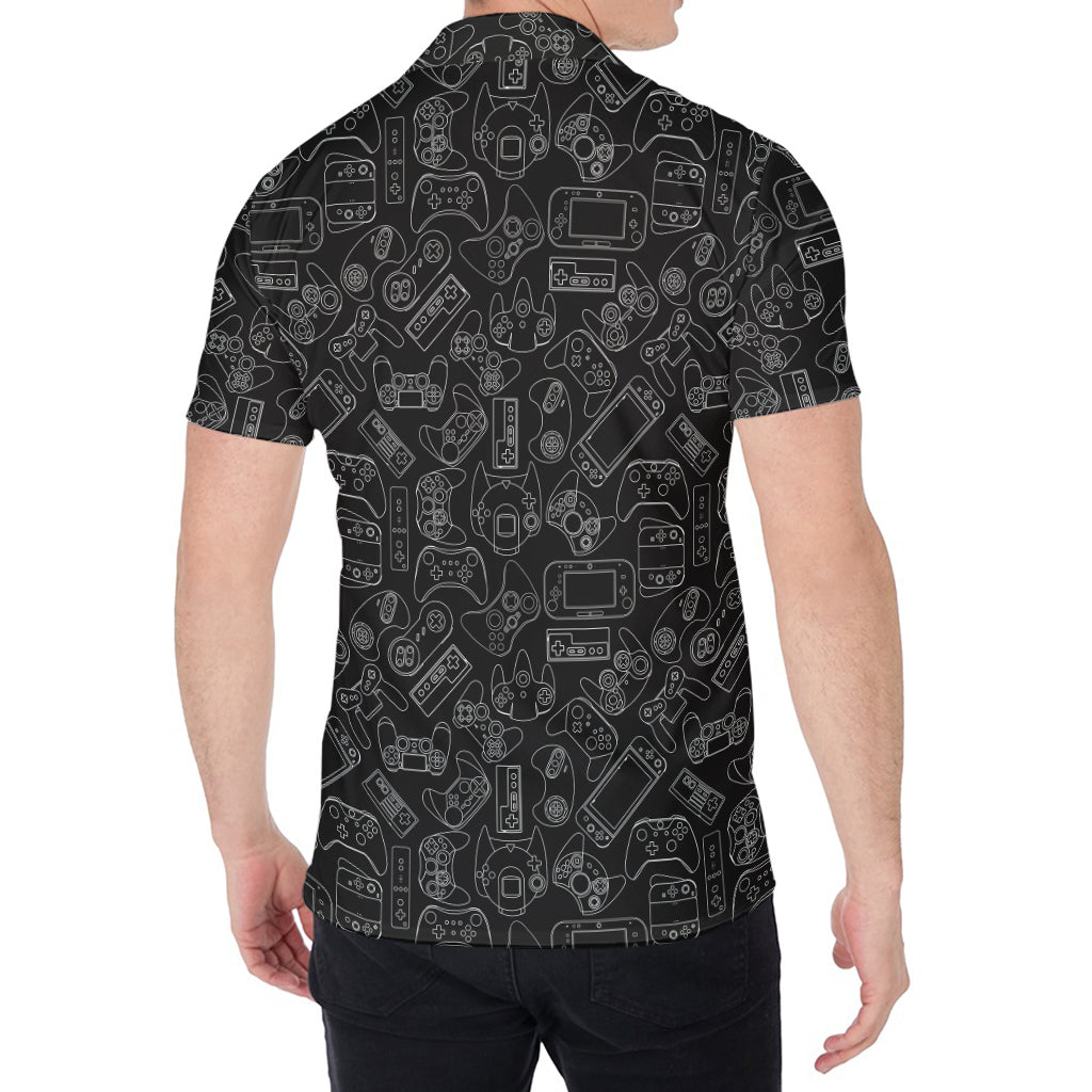 Black And White Video Game Pattern Print Men's Shirt