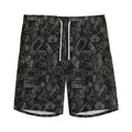 Black And White Video Game Pattern Print Men's Athletic Shorts