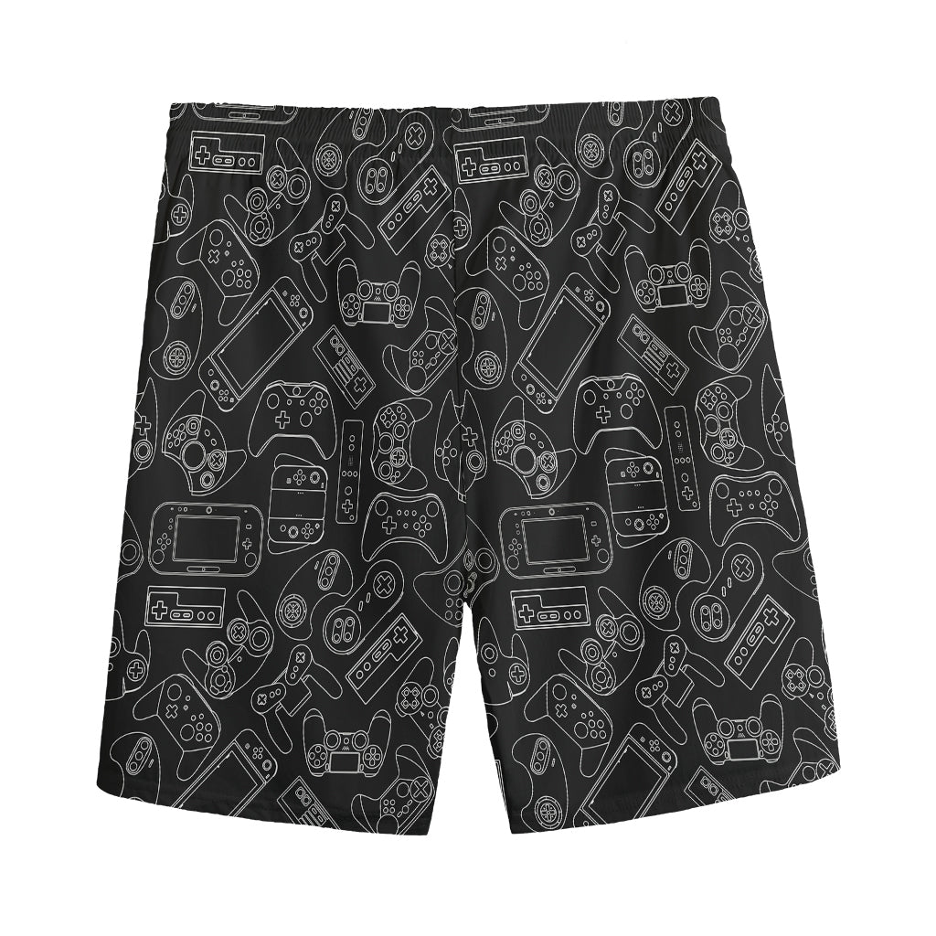 Black And White Video Game Pattern Print Men's Sports Shorts