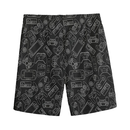 Black And White Video Game Pattern Print Men's Sports Shorts