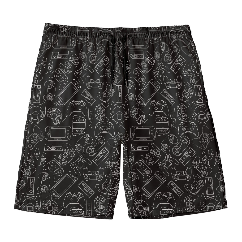 Black And White Video Game Pattern Print Men's Swim Trunks