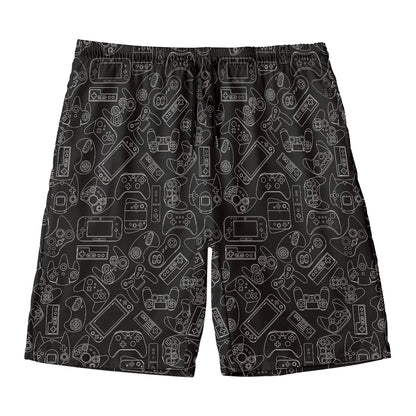 Black And White Video Game Pattern Print Men's Swim Trunks