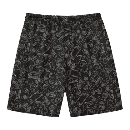 Black And White Video Game Pattern Print Men's Swim Trunks