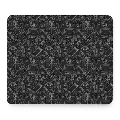 Black And White Video Game Pattern Print Mouse Pad