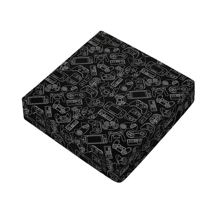 Black And White Video Game Pattern Print Outdoor Seat Cushion Cover