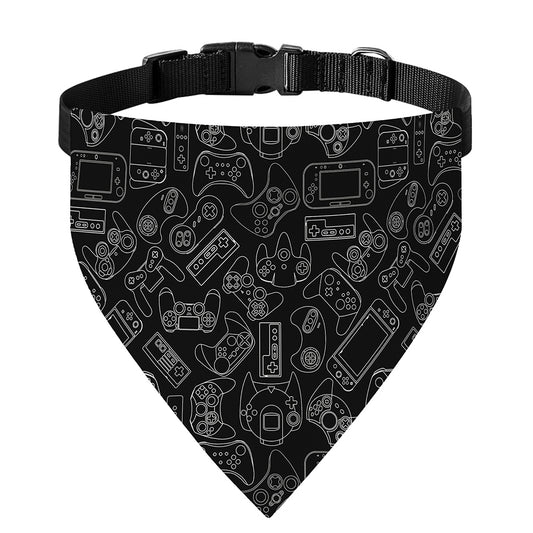 Black And White Video Game Pattern Print Over The Collar Dog Bandana