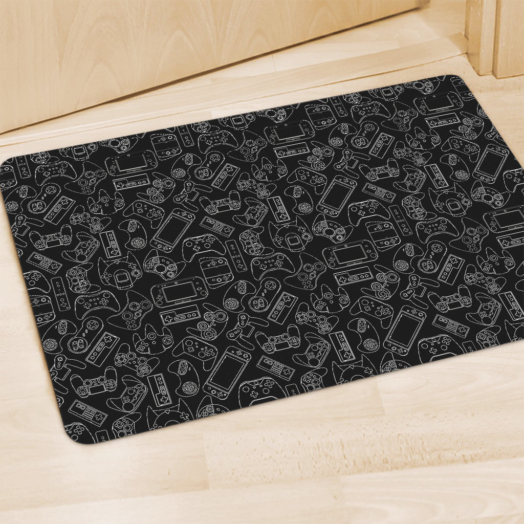 Black And White Video Game Pattern Print Polyester Doormat