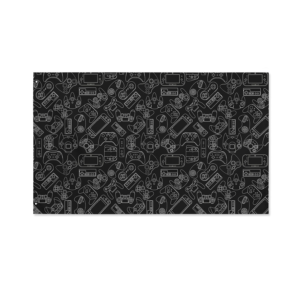 Black And White Video Game Pattern Print Polyester Flag