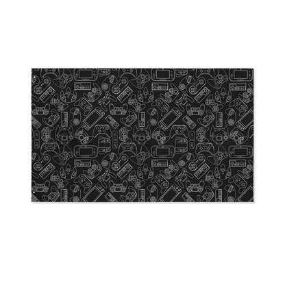 Black And White Video Game Pattern Print Polyester Flag
