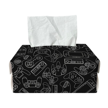 Black And White Video Game Pattern Print Rectangle Tissue Box Cover