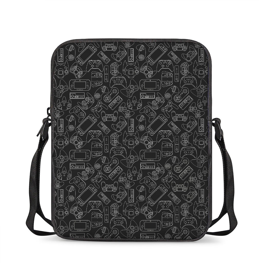 Black And White Video Game Pattern Print Rectangular Crossbody Bag