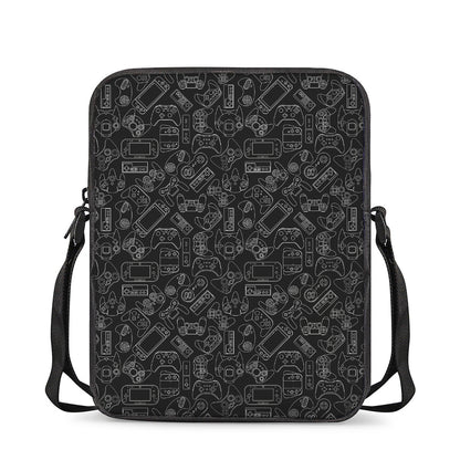 Black And White Video Game Pattern Print Rectangular Crossbody Bag