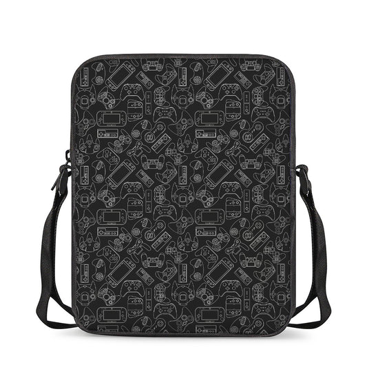 Black And White Video Game Pattern Print Rectangular Crossbody Bag