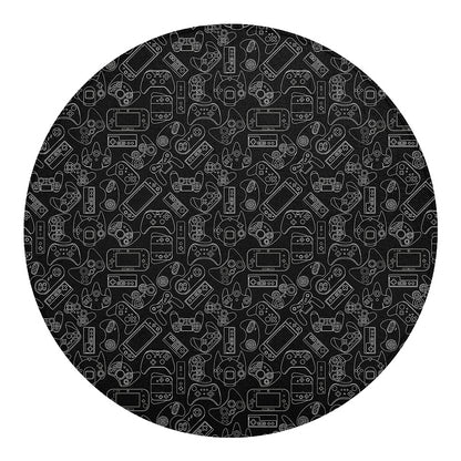 Black And White Video Game Pattern Print Round Blanket