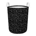 Black And White Video Game Pattern Print Round Laundry Basket