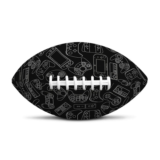 Black And White Video Game Pattern Print Rugby Ball