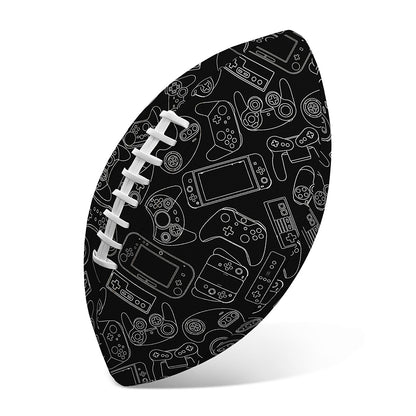 Black And White Video Game Pattern Print Rugby Ball