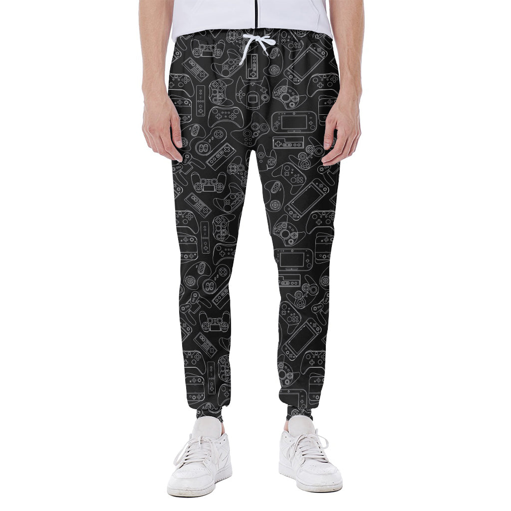 Black And White Video Game Pattern Print Scuba Joggers