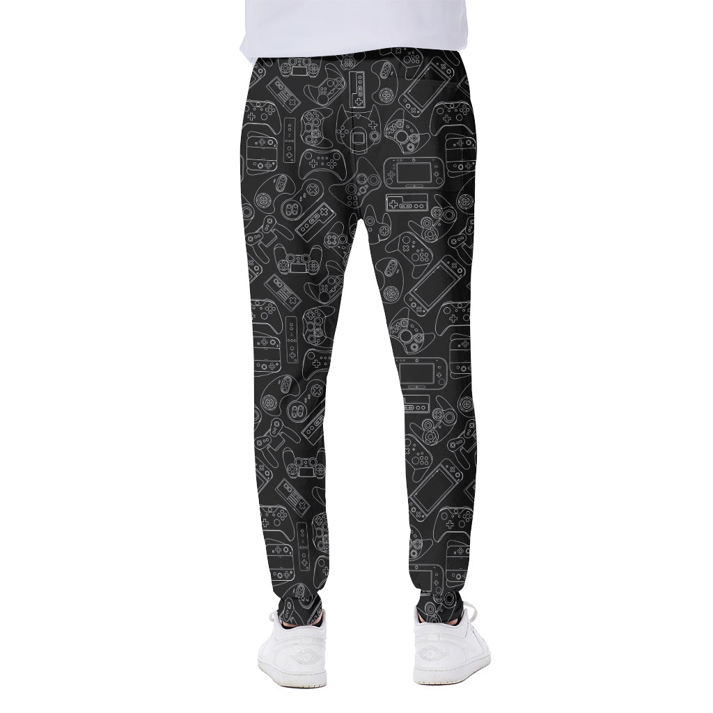Black And White Video Game Pattern Print Scuba Joggers