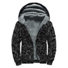 Black And White Video Game Pattern Print Sherpa Lined Zip Up Hoodie